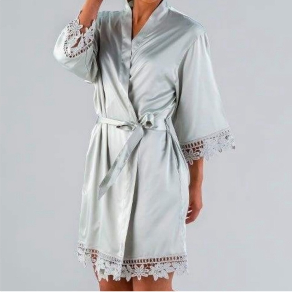 Kennedy Blue Sage Green Satin Robe